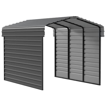 Arrow Storage Products Galvanized Steel Carport, W/ 2-Sided Enclosure, Compact Car Metal Carport Kit, 10'x15'x9', Charcoal CPHC101509ECL2